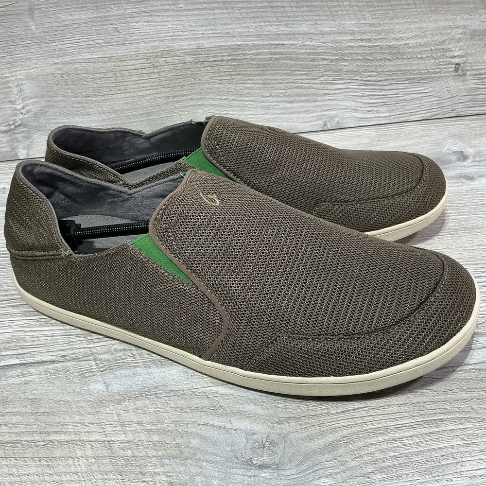 Olukai Nohea Mesh Slip Ons Mustang Lime Peel Comfort Fit Mens Size 14 1018813AP